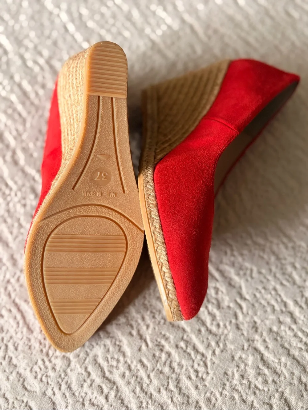 Eric Michael Red Suede Wedge Espadrille